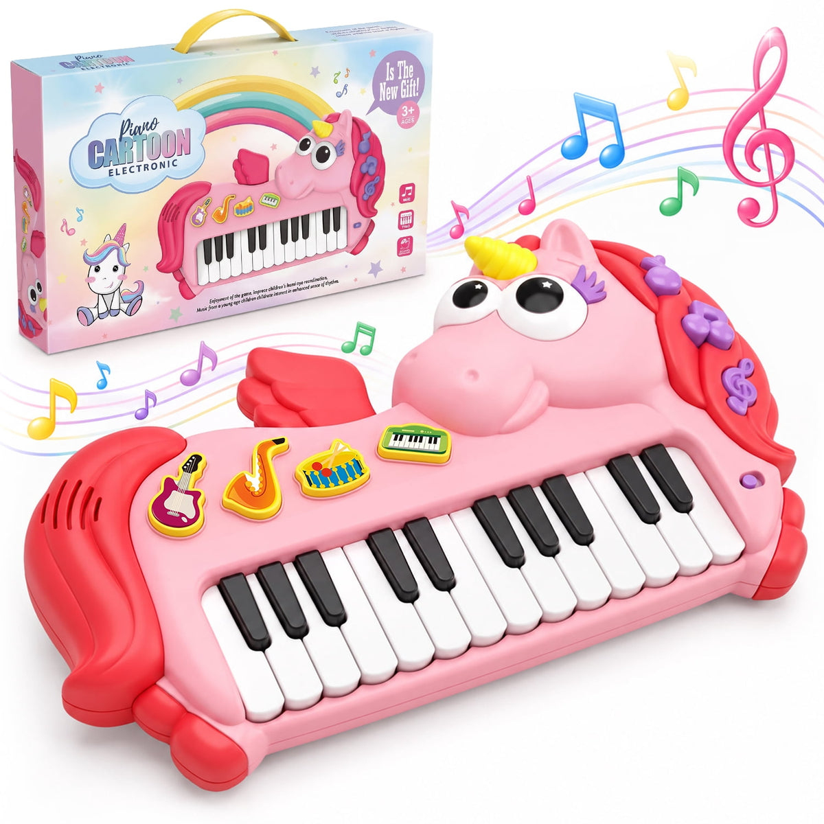 NEXKEY 24-Keys Unicorn Piano Toy for Girls Ages 3-5, Kids Music Keyboa ...